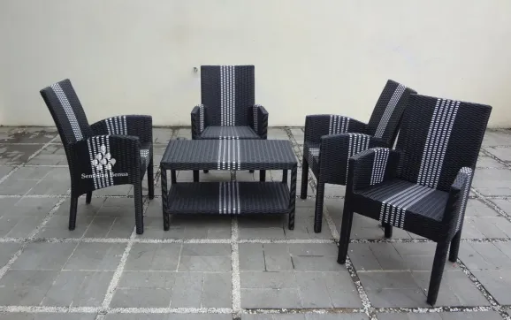 Hawaiian Dining Seat Synthetic Rattan Set 1