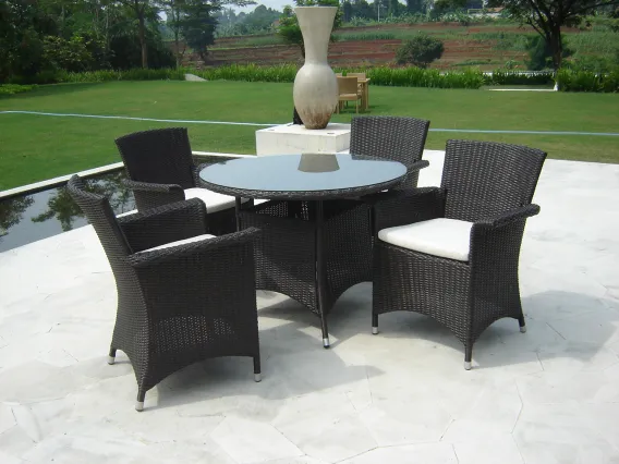 Manila Synthetic Rattan Dining Chair & Table 1
